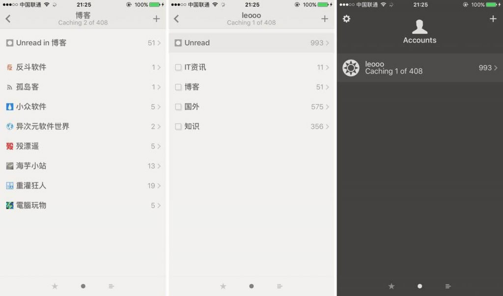 iOS Reeder 界面